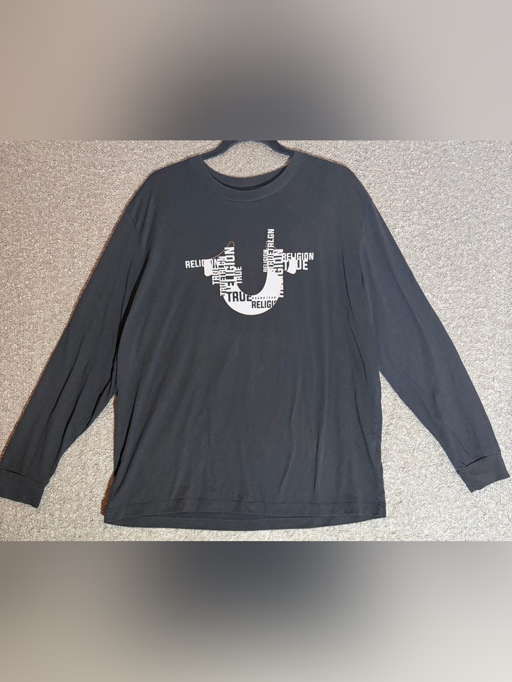 True Religion Black Long-Sleeve Logo Tee